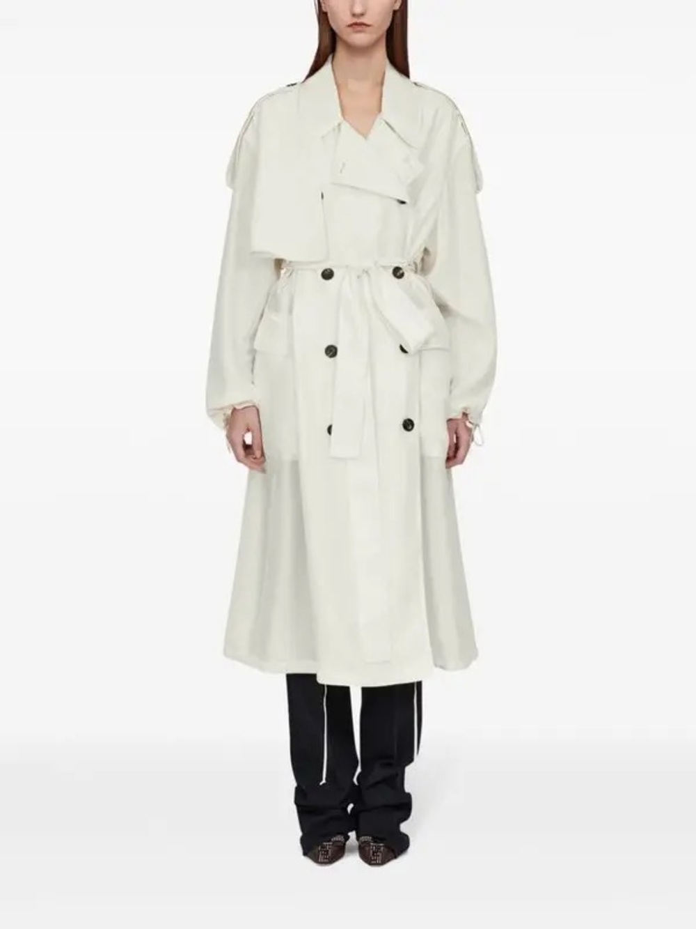 $4200 FERRAGAMO
Double-Breasted Silk Trench Coat size 44